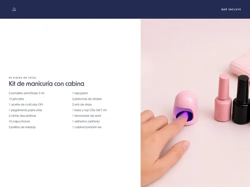 Kit Manicuria Uñas Cabina Bombon 6w Esmaltes Pinceles Strass