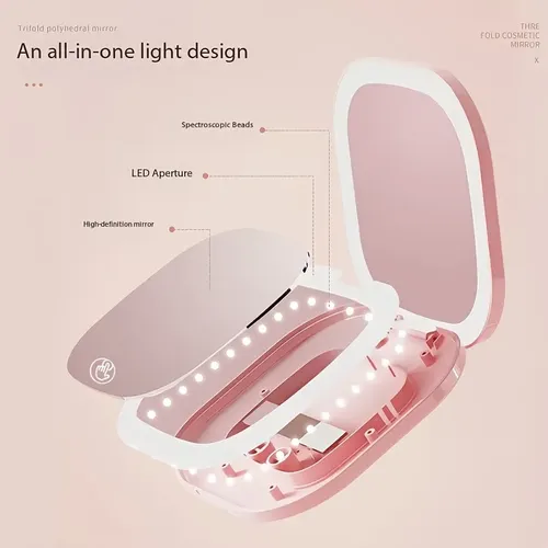 Espejo De Maquillaje Con Aumento Led 5x Y Iluminación De Dob