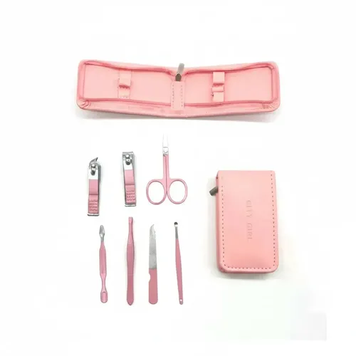 Kit Herramientas Manicura Pedicura Set Rosa X7 City Girl