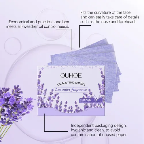 Papeles Secantes De Lavanda Ouhoe Para Piel Grasa