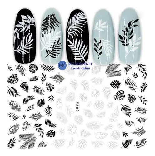 Stickers Autoadhesivos Para Uñas – Flores Ramas Hojas