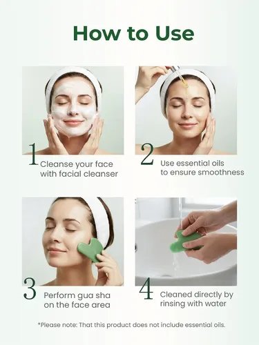 Herramienta Gua Sha Facial Verde Para Drenaje Linfático