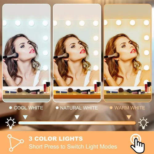 Espejo De Tocador Moonee Con Luces, Aumento De 10x Blanco