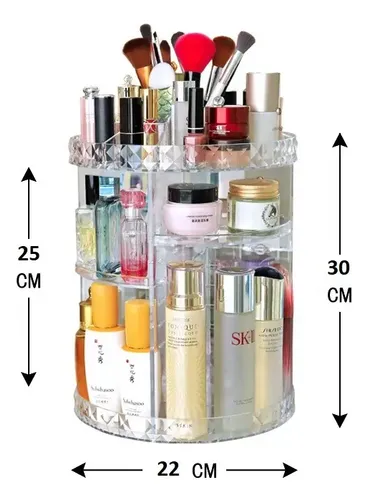 Organizador Maquillaje Gira 360* Acrílico Transp Ajustable