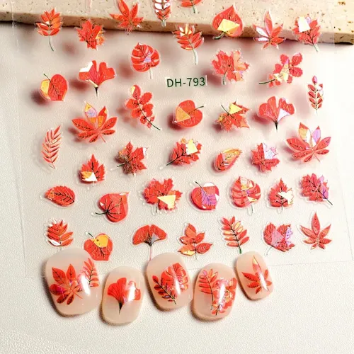 Adhesivos Para Uñas Powpop Maple Leaf Fall 3d Laser, 4 Unida