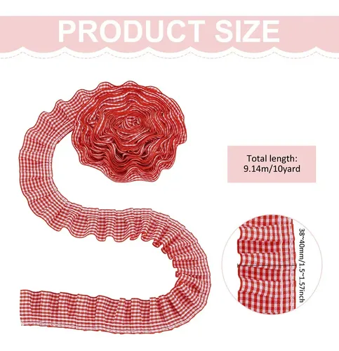 Cinta De Poliéster 10ms Accesorios Para Ropa Color Cereza Cerise Gingham