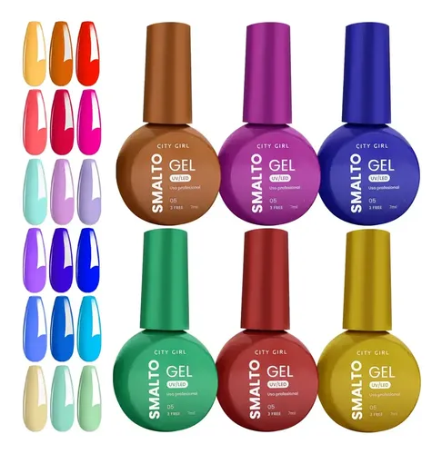 Kit 6 Esmaltes Semipermanentes City Girl 7ml Aprobado Anmat