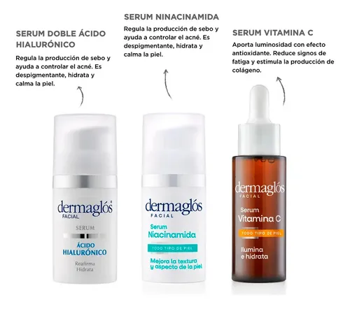 Set Serum Acido Hialuronico+niacinamida+vitamina C Dermaglos