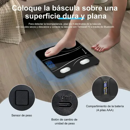 Z Báscula De Baño Electrónica Con Bluetooth X .