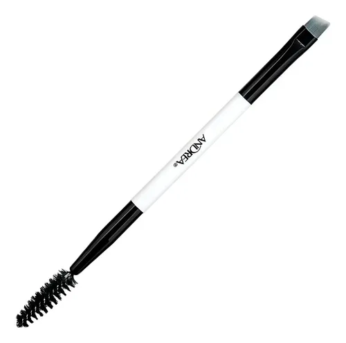 Pincel Delineador Y Cepillo Angular Ceja Fibra Carbon Andrea Color Combinado Blanco Y Negro