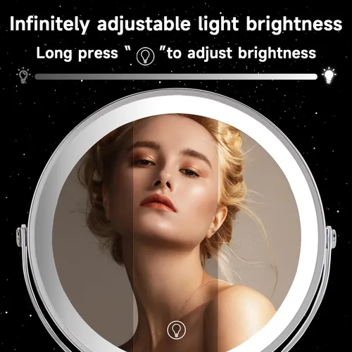 Espejo De Maquillaje Baluxca Con Aumento 1x/10x Y Luces, 9 P