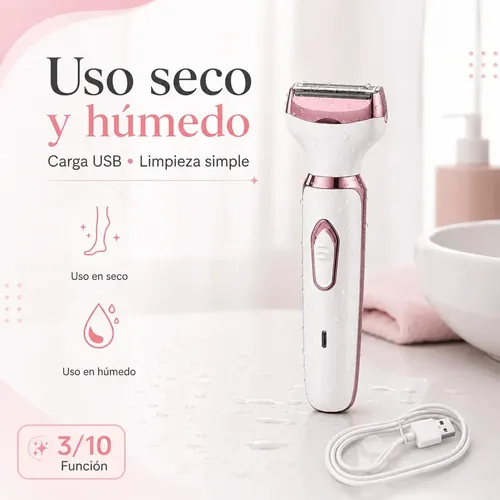 Depiladora Eléctrica 4 En 1 Usb Rostro Cuerpo Blanca