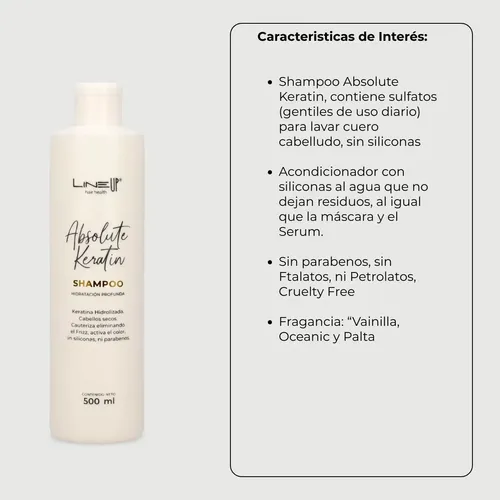 Kit Tratamiento Hidra Hidrolized Pelo Seco & Rulos Shampoo y Acondicionador Absolute Keratin, con Keratina Hidrolizada que penetra reparando y sellando Cutílas Antifrizz, Producto Profesional, Line Up