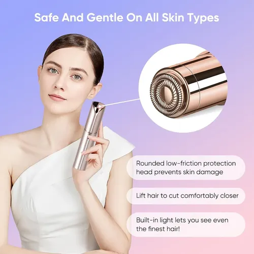 Depiladora Eléctrica Facial Mujer Portátil Champagne