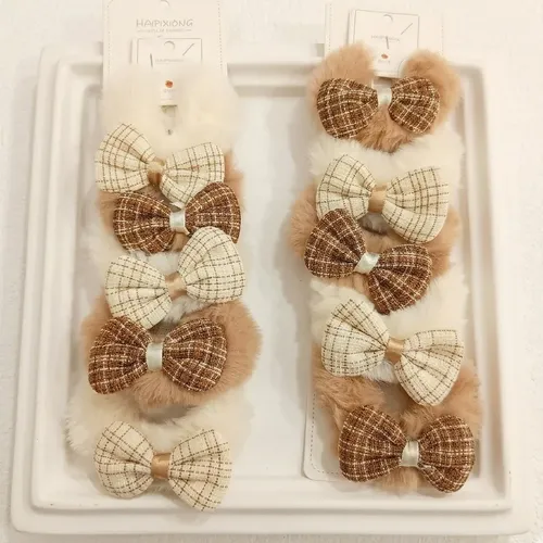 Pack X 10 Colitas Peluche Moño Para Nenas Colores Surtidos