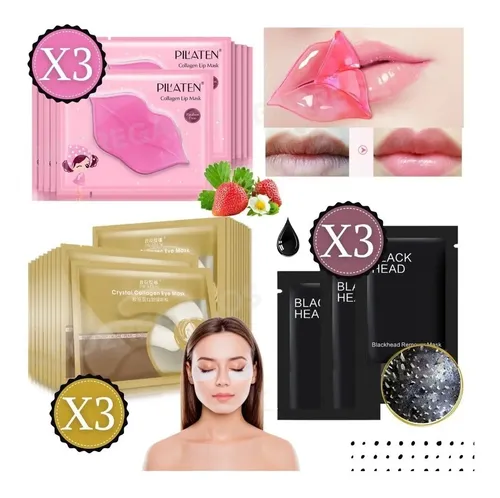 Kit X9 Mascarillas Para Puntos Negros Ojeras Y Labios Oferta