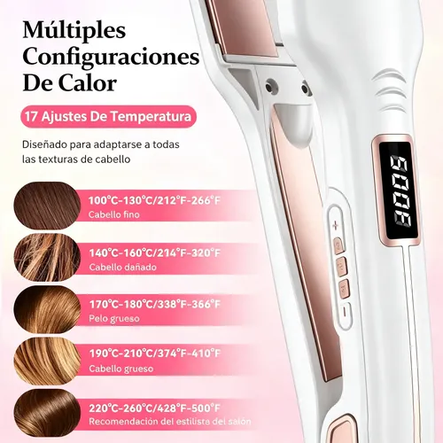 Planchita De Pelo 2 En1 Alaciadora Y Rizador Profesional Lcd