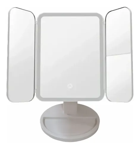 Espejo Maquillaje Plegable Luz Led Tactil Recargable Usb
