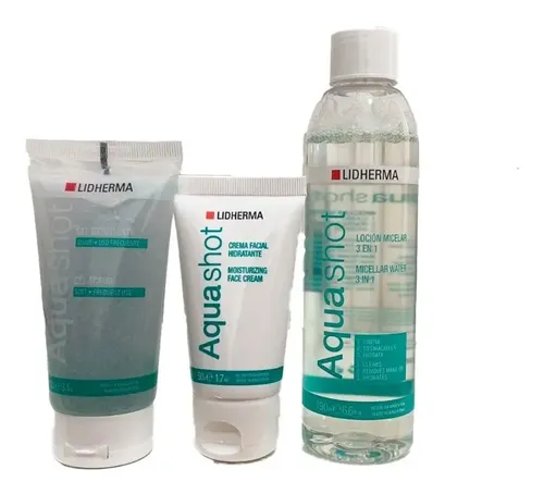 Lidherma Aqua Shot Limpieza Hidratacion Exfoliacion Kit X 3