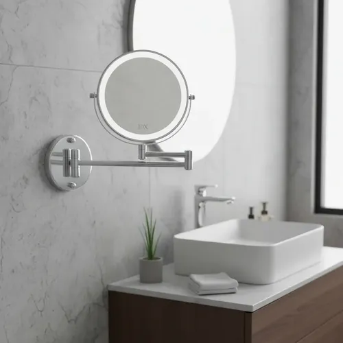 Espejo Pared Iluminación Led Aumento 10x Y 1x Reversible 360