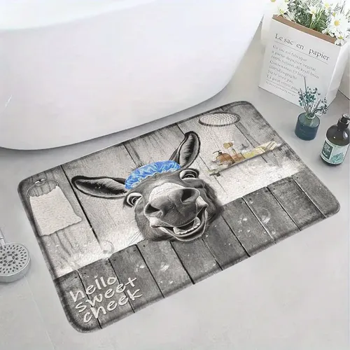 Alfombra De Baño Diseño Burrito Gorro Ducha Suave Franela