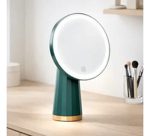 A Espejo Y Aumento Redondo Con Luz Táctil Led 3 Colores.