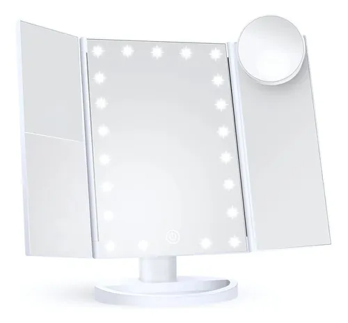 Espejo Tríptico LED Norcel para Maquillaje con Luz Regulable y Aumentos
