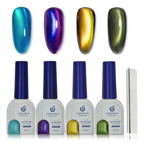 Kit De 4 Esmalte En Gel Con Efecto Ojo De Gato Cherimoya