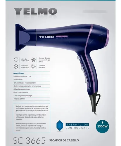 Secador De Pelo Yelmo Sc-3665 Thermal Ion Control Care 2300w