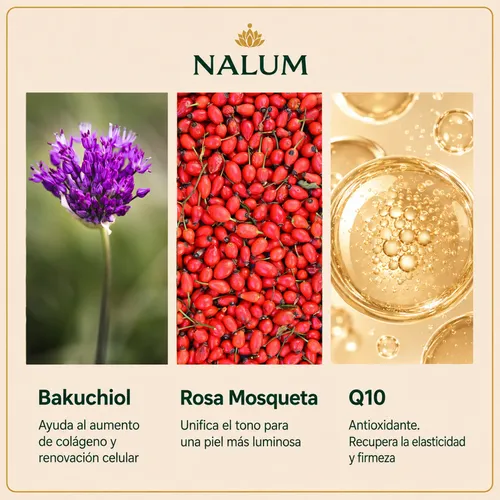 Crema Antiage Rosa Mosqueta Bakuchiol Q10 50ml Nalum Pack X2