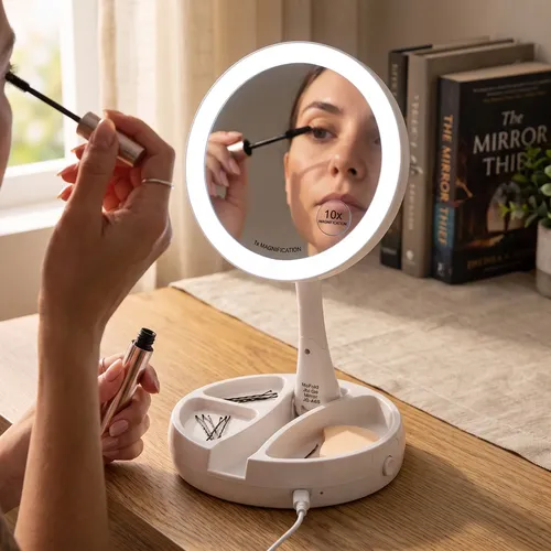 Espejo Mesa Luz Led Escritorio Maquillaje Tocador Redondo