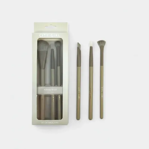 Set De Brochas Para Ojos City Girl X3 Maquillaje Profesional