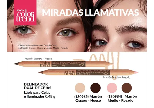 Avon Lapiz Delineador Para Cejas E Iluminador Color Trend Color Marron Oscuro / Hueso