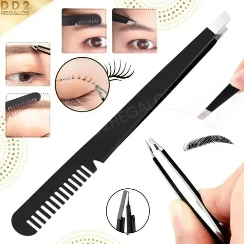 Pincita De Depilar Con Peine Para Cejas Acero Inoxidable