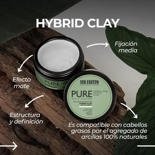 Sir Fausto Pure Hybrid Clay Cera Detox Áspero X 100ml