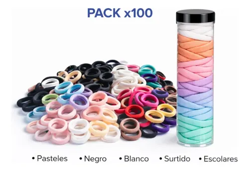 Colitas Para Pelo X100 Lycra Elásticas Pack Gomitas Cabello