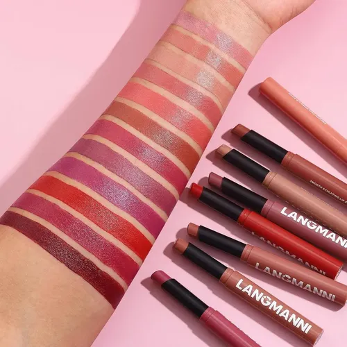 Set de 12 Labiales Jolilab Mate de Larga Duración, Colores Nude y Oscuros