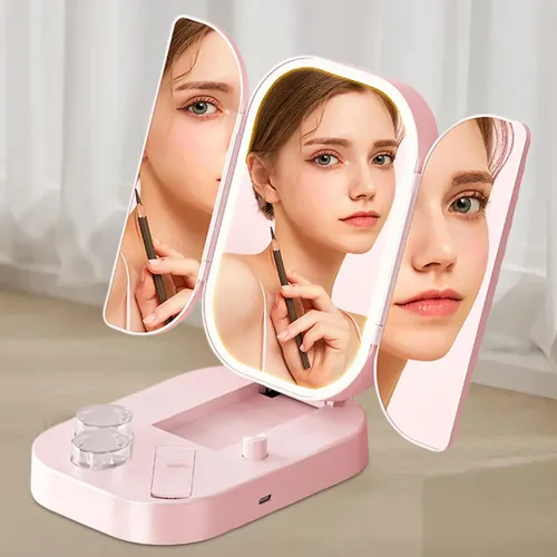 Espejo Maquillaje Led Luz 3 Modos Aumento 10x Recargable Usb