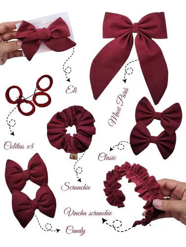 Set/combo Accesorios De Cabello Escolar Hebillas Vincha