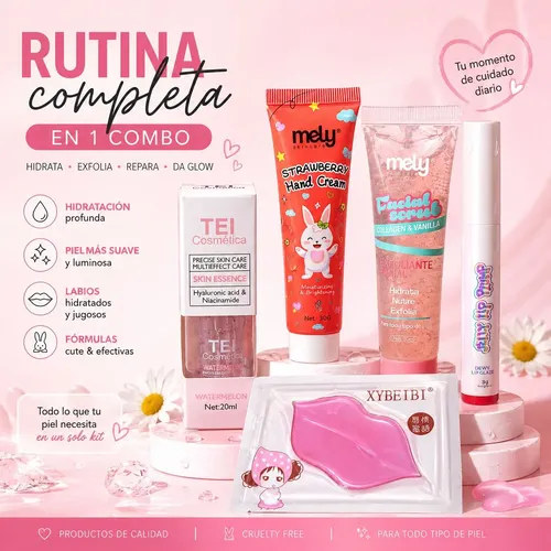 Kit Skincare Completo Con Exfoliante+lip Oil+ Serum Mely