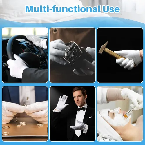 Guantes Algodón Blancos Reutilizables Para Manos Secas