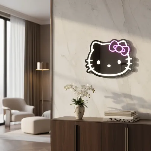 Espejo Acrílico Hello Kitty Con Iluminación Led 40x27cm