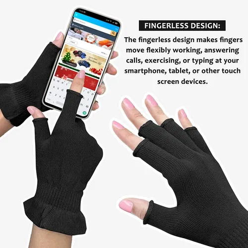 Guantes Sin Dedos Hidratantes Negros Para Piel Seca Uv