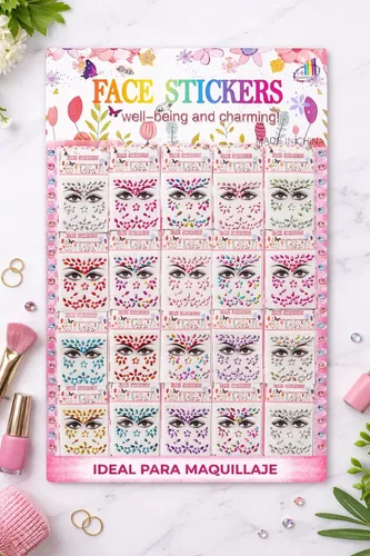 20 Strass Autoadhesivas Gemas Rostro Cuerpo Deco Multicolor