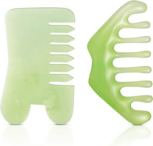 Juego De Peines Jade Gua Sha De 2 Piezas