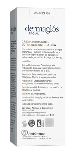 Crema Dermaglós Hidratante Día Fps30 Ultra Estructura 50g Todo Tipo De Piel Día