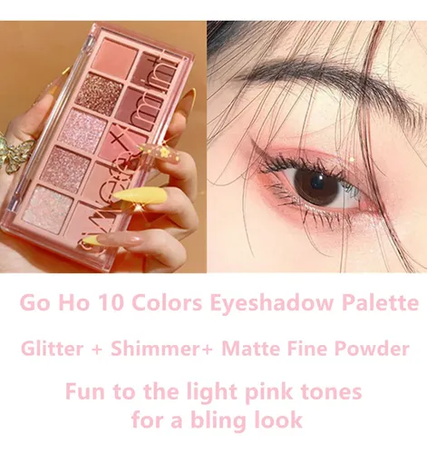 Go Ho Paleta Sombras 10 Colores Mate Glitter Shimmer