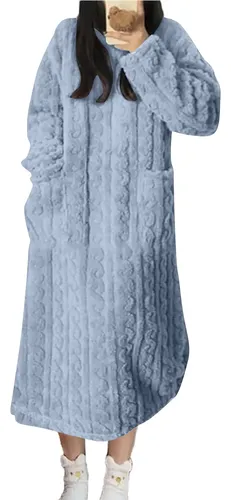 Pijama De Mujer Con Manga Y Bolsillo, Bata De Baño Elegante
