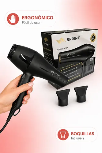 Secador De Pelo Sprint Sp-05 2000w Profesional Con Boquillas
