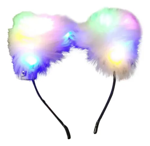 Ay 1pcs Diadema Orejas Iluminadas For El Pelo Luz Colorida